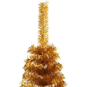 Demi arbre de Noël artificiel en or de 6 pieds avec support Matériau PET Décor de vacances festif - Product Image 5