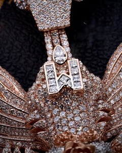 Rose Gold Plated Diamond Eagle Pendant Necklace Men's Hip Hop Style <b>Iced</b> <b>Out</b> <b>Chain</b> With Custom Logo Design Letter Pendant - Product Image 5