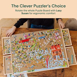 Tavolo Portatile in Legno per Puzzle 34x26 Pollici con 6 Cassetti, Organizzatore Girevole e Vassoi Lazy Susan per Puzzle - Product Image 6