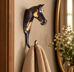 Crochet mural en laiton antique en forme de cheval, porte-clés, crochet mural pour garage, chambre, décoration intérieure - Product Image 1