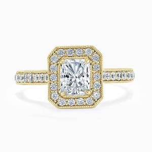 Bague de fiançailles en diamant de qualité supérieure, cultivé en laboratoire, taille Radiant, 2,7 carats, avec pierres latérales pavées, bijou solitaire classique pour femme - Product Image 4