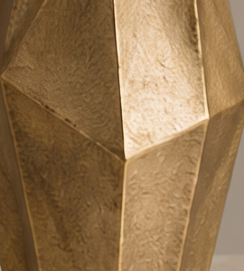 Vase contemporain en or métallique, design polygonal unique et angulaire, grand pot à fleurs pour la décoration intérieure du salon, commande en gros - Product Image 2