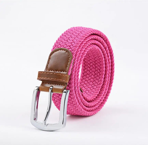 Men Women Adjustable Braided Stretch Leather <b>Elastic</b> Fabric <b>Belt</b> - Product Image 4