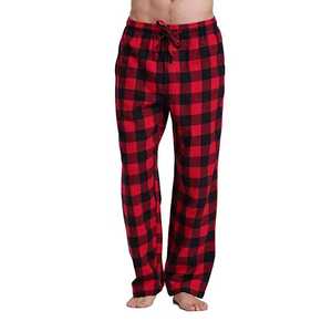 Pantalones de Pijama para Hombre, Diseño a Cuadros Azules, con Cordón Ajustable, Casuales, de Franela, para Descansar, OEM 2026, Venta al Por Mayor, con Logotipo Personalizado - Product Image 4