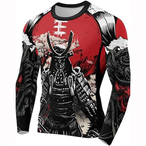 OEM Heat-Transfer Printed Spandex/Polyester Long Sleeve 180g <b>Compression</b> Rash Guard <b>Men</b> BJJ MMA Gym Surfing Diving UPF50 - Product Image 3