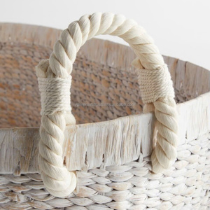 Wholesale Kids <b>Hamper</b> Tall Floor Design Poplar Homespun Handwoven Rattan Water Hyacinth Multifunctional Usage Circle Lid Handle - Product Image 2