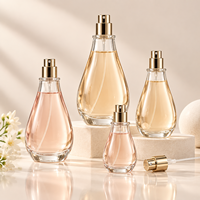 Flacon de parfum en verre transparent en forme de goutte personnalisé, pompe pulvérisatrice dorée de luxe, atomiseur de parfum rechargeable, conteneur cosmétique vide pour parfum