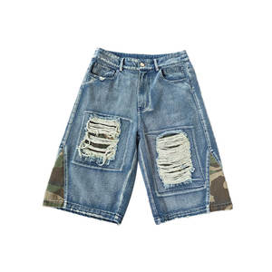 Shorts de mezclilla para hombre, estilo vintage, ropa de calle para viajes y fin de semana, shorts desgastados para hombre - Product Image 1