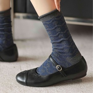<b>Women's</b> 2026 New Crew <b>Socks</b> Embroidery Lace Pile Letter Pattern Knitted Anti-Bacterial Cotton/Spandex/Polyester - Product Image 2