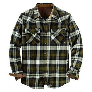 <b>Men's</b> Orange Plaid Flannel Shirt Long Sleeve Button Down Casual Cotton Checkered <b>Workshirt</b> Turn-down Collar Autumn Wear - Product Image 4