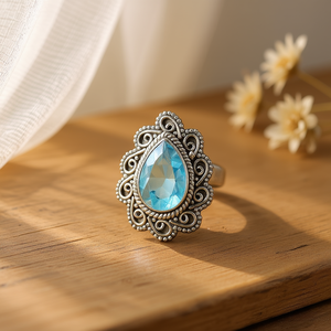 Bague fine en quartz bleu, poids 6,1 grammes - Product Image 3