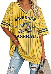Jersey Women <b>Funny</b> Banana <b>Shirt</b> Stripe V Neck Short Sleeve Fan Graphic Tops - Product Image 3
