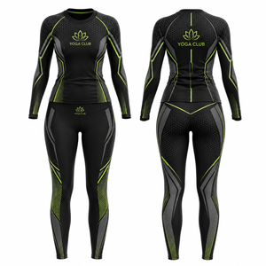 Yoga Club Women's 2 Piece Full Length Yoga Set Crew Neck Long Sleeve Breathable Spandex <b>Mesh</b> Geometric Print Mid Waist Seamless - Product Image 1