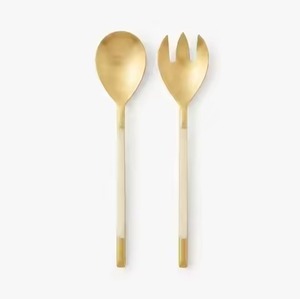 Ensemble de cuillères et fourchettes à salade en acier inoxydable effet bambou argenté, texture naturelle de luxe, pour hôtels et restaurants (vente en gros) - Product Image 4