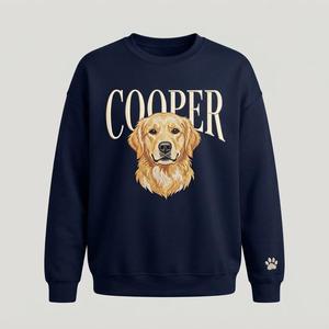 Custom Name <b>Dog</b> Portrait Winter Knitted Embroidery Front Unisex Sweatshirt White Pullover Hoodie Pet <b>Memorial</b> Crew Neck - Product Image 4