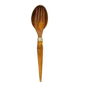 Textured Wooden Salad Pair – Elegant Spoon & Fork for Sophisticated Dining Spaces - Product Image 1