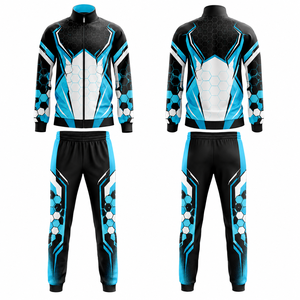 Ensemble de jogging sportif pour homme avec fermeture éclair intégrale, imprimé géométrique, séchage rapide, en polyester, avec poches latérales, pour l'automne - Product Image 1