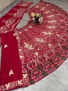 Vestido Tradicional Indio Anarkali Lehenga Choli con Bordado Floral Rosa, Dupatta de Georgette de Secado Rápido, Traje para Bodas y Fiestas - Product Image 4