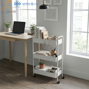 Carrito Metálico de 3 Niveles Resistente con Ruedas, Hecho en Taiwán |   Organizador de Almacenamiento con Ruedas y Malla Ancha - Product Image 3