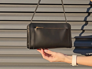 Personalized <b>Women</b> Leather Crossbody <b>Bag</b> Small Purse Handmade Zipper Shoulder Handbag <b>Black</b> Gift for Her Casual Everyday - Product Image 1