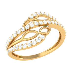 Elegante Anillo de Compromiso de Oro con Doble Hilera de Diamantes en Forma de Ola Infinita - Product Image 2