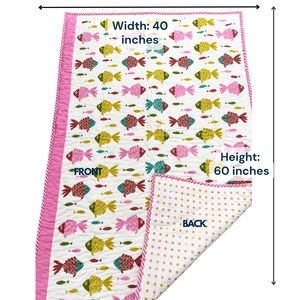 Edredón para Bebé Hecho a Mano con Estampado de Bloques, Algodón Suave, Reversible, Ligero, Relleno Hipoalergénico, para el Hogar, Viajes y Regalos - Product Image 2