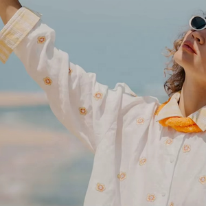 Chemise hawaïenne à manches longues pour femme grande taille, broderie, coupe ample, sur mesure, en microfibre extensible, design du fabricant - Product Image 2