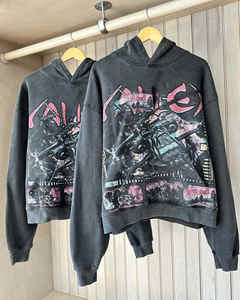 Sweatshirts unisexes personnalisés avec logo sérigraphié Streetwear Essentials 500gsm Boxy sweats à capuche surdimensionnés pour hommes délavés à l'acide - Product Image 2