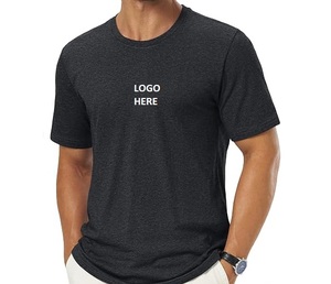 Camiseta Promocional Personalizada para Hombre, Cuello Redondo, Manga Corta, Algodón Negro Jaspeado - Product Image 1