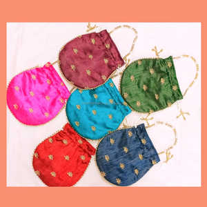 수공예 수제 Potli 가방 최저 가격에 인도 제조 업체의 여성을위한 결혼 선물을위한 자수 손목 핸드백 - Product Image 5