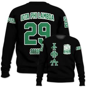 Chaqueta Universitaria Personalizada Iota Phi Lambda, Suéter Tejido Negro Personalizado de la Hermandad Iota Phi Lambda - Product Image 4