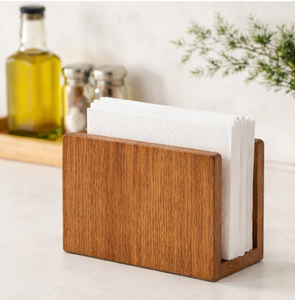 Wooden Napkin Holder Mixed Hardwood Striped Design Tissue <b>Paper</b> Stand For <b>Kitchen</b> Dining Table - Product Image 4