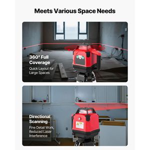 Livella Laser Rotante Autolivellante a 360 Gradi da 1650ft con Treppiede Rinforzato, Ricevitore e Telecomando - Trasmissione Laser Rossa Orizzontale - Product Image 6