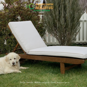 ECO2GO VIETNAM Chaise longue sculpturale en bois, lit de soleil contemporain, pliable, résistant aux intempéries, mobilier de jardin extérieur - Product Image 5
