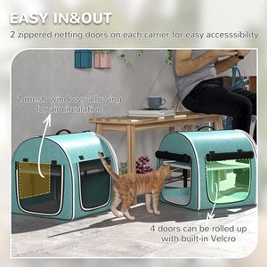 Trasportino Morbido a 2 Lati per Gatti con Divisorio e Borsa Portaoggetti (Verde) - Poliestere e PC - Product Image 6