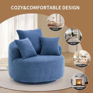 LY 031BL Poltrona Girevole Singola in Filato Lavorato all'Uncinetto con Imbottitura Completa in Spugna per Soggiorno - Product Image 5