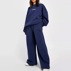 เสื้อฮู้ดครอปแบบลำลองผ้าทึบลายโลโก้ขาดๆ ชุดเซ็ต 2 ชิ้น กางเกงวอร์มทรงหลวม ระบายอากาศได้ดี เป็นมิตรกับสิ่งแวดล้อม สำหรับผู้หญิง - Product Image 6