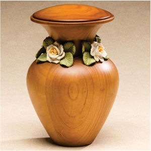 Handmade Wooden Cremation Urn for Adult Ashes Decorative Floral Rose Funeral Urn <b>Memorial</b> Ashes <b>Keepsake</b> Vessel Wholesale urns - Product Image 1