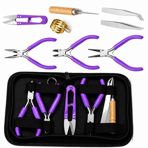 Kit de suministros para la fabricación de joyas con alicates morados, pinzas y herramientas para manualidades de joyería DIY, juego de acero inoxidable - Product Image 6