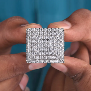 925 Sterling <b>Silver</b> Moissanite Diamond Iced Out Square <b>Ring</b> <b>Mens</b> Hip Hop Luxury Statement Wedding Jewelry Sparkling Fashion <b>Ring</b> - Product Image 6