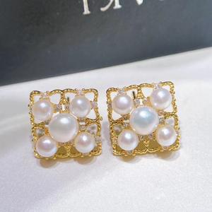 Pendientes de Perlas de Agua Dulce al por Mayor, Perlas de Agua Dulce en Degradado de 4-5 mm, Anillos de Cristal con Cielo Estrellado, con Transmisión en Vivo desde Puesto Callejero - Product Image 2