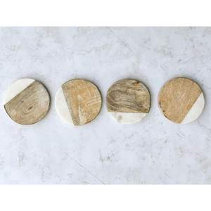 Accessoires de vaisselle en marbre naturel écologiques, durables, lavables, sous-verres en pierre, vaisselle de table - Product Image 6