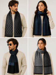 Écharpe et cache-oreilles d'hiver en acrylique de luxe, collection de créateurs, longs, écologiques, super doux, tricotés, pour hommes et femmes - Product Image 3
