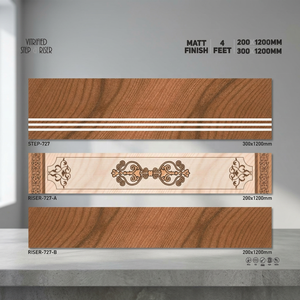 Azulejos de escalera con aspecto de mármol impreso en acabado mate-Nuevo diseño marrón de porcelana esmaltada, escalón de 1200x300mm y elevador de 1200x200mm - Product Image 2