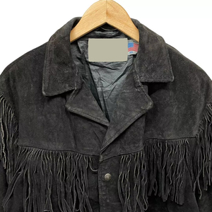 New Stylish Casual Featuring <b>Fringe</b> Button Tassel Leather Full Sleeve Autumn Regular Length Single Breasted Polyester Lining - Product Image 4
