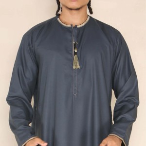 Men Islamic Robe Muslim <b>Kaftan</b> Long Sleeve Neck Solid Color Floor Length Polyester Lightweight Breathable Vintage Casual Dubai - Product Image 4