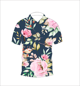 เสื้อโปโลลายดอกไม้สีเข้มแบบกำหนดเอง เสื้อกอล์ฟทีมพรีเมียม ระบายอากาศได้ดี แขนสั้น แบบซับลิเมชั่น เสื้อผ้าลำลองสำหรับออกกำลังกาย - Product Image 2