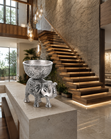 Figurine d'éléphant en argent allemand artisanal, statue décorative avec gravure florale ornée, pour la décoration de la maison, cadeau et collection