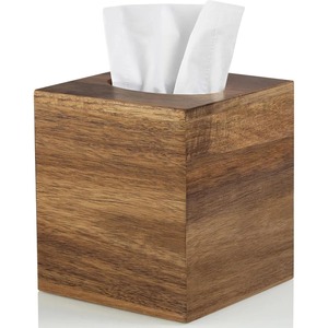 Caja de pañuelos cuadrada de bambú tejida, estilo bohemio, hecha a mano para decoración del hogar - Product Image 6