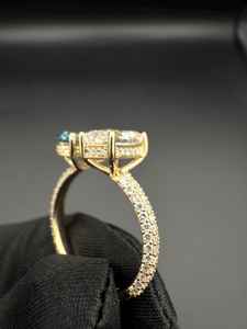 Anillo Toi Moi de Oro Sólido de 14K con Diamante Azul de Corte Pera y Radiante de 1.01 CT Cultivado en Laboratorio para Mujer, Regalo para Novia o Fiesta de Bodas - Product Image 5